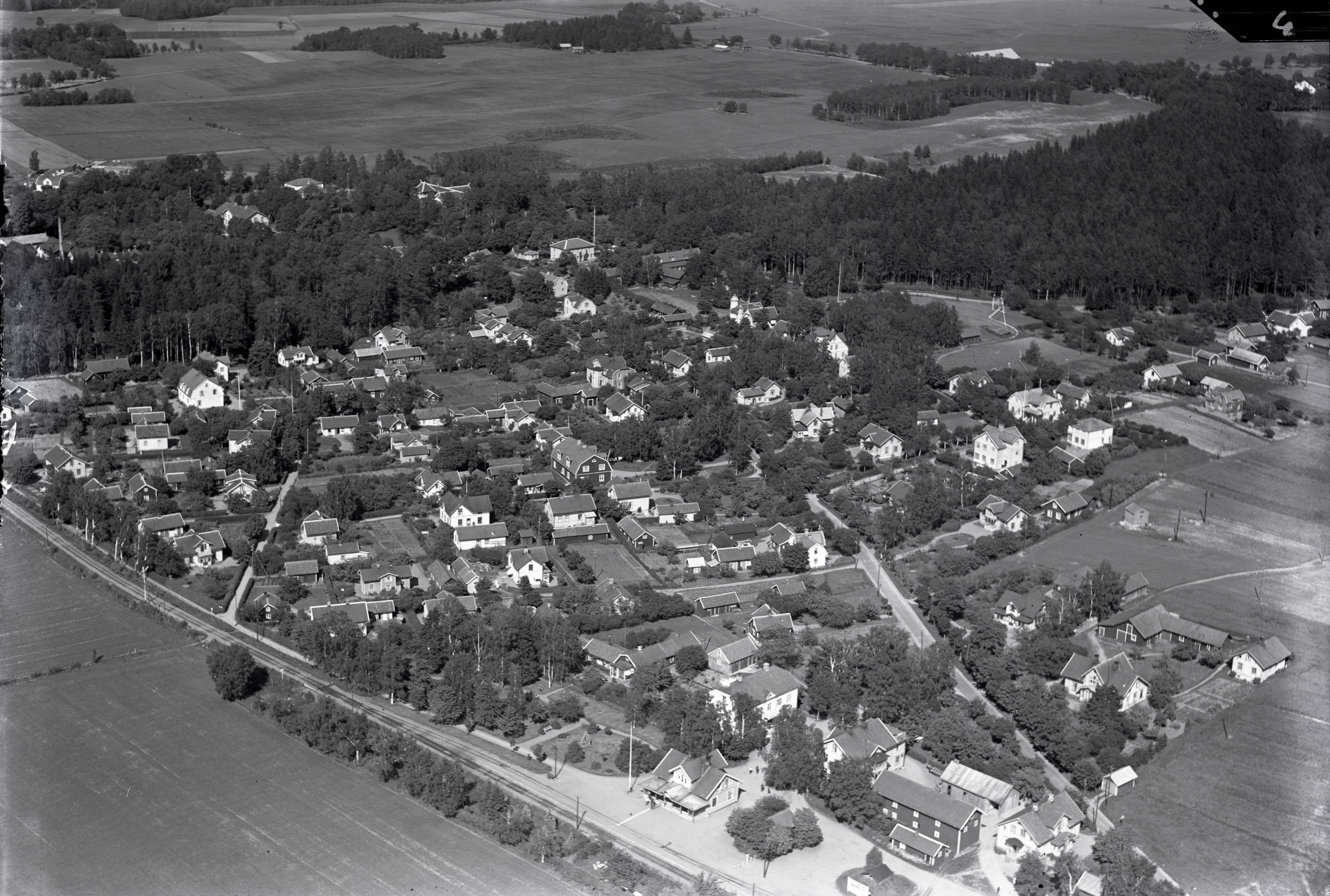 Flygfoto som visar Lundsbrunn på 1930-talet